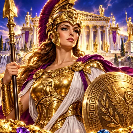 Almighty Athena Empire slot cover with Greek gods and playing-card symbols